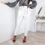 Womens Casual Lounge Dress Pants High Waist Work Office Business Slacks Slim Leg Pencil Pants with Button Pocket