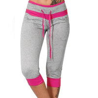 Womens Ladies Yoga Capri Pants Splicing Slim Fit Flared High Waist Fitness Gym