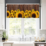2 Piece Sunflower Printed Short Window Curtain Slot Top Cafe Tier Rod Pocket Kitchen Scarf Bathroom Valance