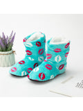 Women Men Winter Warm Boot Slippers Lips Design Flat Thicken Plus Velvet Slipper
