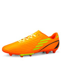 Ferndule Kids Soccer Cleats Boys Mens Outdoor Football Sneakers Comfortable Breathable Cleats Shoes Girls Orange Long Cleats 13c