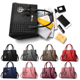 Women Braided PU Leather Shoulder Bag Crossbody Bag Handbag Tote Purse + Pendant