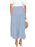 Maxi Skirts for Women Pleated Loose Plain Long Skirts High Waist Boho Summer Beach Skirt