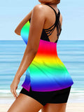 S-XL Women 2 Piece Tankini Swimsuit Set With Push Up Bra Padded Swimwear Beachwear Bathing Suit With High Waist Boyshorts