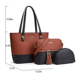 3Pcs/Set Women PU Leather Handbag Tote Crossbody Shoulder Bag Satchel Clutch Bag