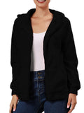 Womens Casual Winter Outwear Plush Open Front Full Zipper Coat Fluffy Fuzzy Fleece Hoodies Jackets With Pockets