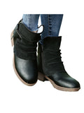Winter Ankle Boots for Women Warm Anti Slip Chunky Side Zip Shoes  Mid Calf Leather Booties