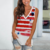 Women Sleeveless Tank Tops USA Flag Print Blouse Shirt Casual 4th of July Patriotic V Neck T Shirt