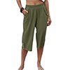 Women Yoga Capris Pants Button Straight Leg Loose Comfy Lounge Pants