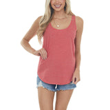 Casual Solid Color T-shirts for Women Loose Blouses Sleeveless Scoop Neck Basic Tunic Tank Top