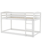 CUH Low Bunk Bed for Kids Bedroom, Twin over Twin Bed,Floor Bunk Bed Frame with Safety Rail, Ladder,Beds Mattress Foundation for Boys Girls, No Box Spring Needed