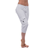 Women Yoga Workout Capris Pant with Pocket Plus Size Fitness Gym Cropped Pants
