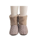 Women Fur Lined Knitted High Top Cotton Soft Shoes Slip On Comfortable Cotton Slippers