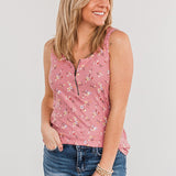 Frontwalk Summer Zipper Tank Top for Women Casual Camo Print Henley Tank Blouse Stretchy Rib Tunic Shirts