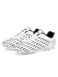 Ferndule Mens Kids Soccer Cleats Youth Boys Outdoor Turf Soccer Shoes Training Football Sneakers White 2.5Y
