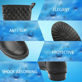 Women Rain Boots Black Waterproof Mid Calf Booties Fashion Out Work Garden Shoes