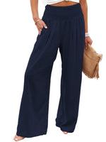 Women Pants Cotton Linen Casual Loose Harem Pant Summer Beach Palazzo Pants with Pockets