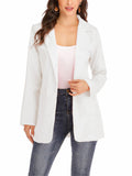 Women's Solid Casual Blazer Office Work Long Sleeve Open Front Jacket for Autumn and Winter