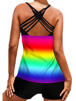 S-XL Women 2 Piece Tankini Swimsuit Set With Push Up Bra Padded Swimwear Beachwear Bathing Suit With High Waist Boyshorts