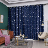 Moon and Stars Blackout Curtains for Girls Bedroom Grommet Thermal Insulated Room Darkening Printed Kids Curtains