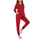 Women's Pajama Set Sleepshirt Long Sleeve Tops Pants Trousers Nightwear Homewear