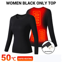 Ploreser Heated Underwear Shirt with Pants Washable USB Charging Electric Thermal Heating Insulated Clothes with 3 Level Temperature Setting Cold-Proof Underwear Men/Women Outdoor Winter Heating