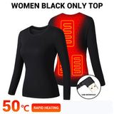 Ploreser Heated Underwear Shirt with Pants Washable USB Charging Electric Thermal Heating Insulated Clothes with 3 Level Temperature Setting Cold-Proof Underwear Men/Women Outdoor Winter Heating
