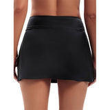 INOVAZA Women Sexy Swim Skirt Solid Color Short Swimwear Wide Waistband Mini Swimsuit Front Cross Hot Spring Surfing