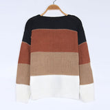 Women striped color block sweater