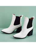 Women's Solid Color Ankle Boots Slip On Anti Slip Pointed Toe Casual Block Boots