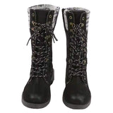 Womens Mid Calf Combat Boots Round Toe Lace up Low Heel Casual Motorcycle Shoes