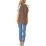 Women Striped Printed Casual Tops Short Sleeve Casual T-Shirt Blouse Pullover Tunic Tee