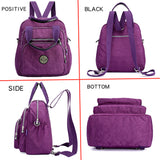 Women Big Capacity Backpack,Nylon Waterproof Knapsack,Lightweight Small Rucksack,Girl Zipper Cross-body Bag,Ladies Shoulder Satchel Bag,Travel Phone Wallet Purse Handbag