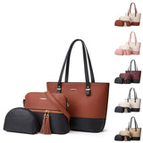 3Pcs/Set Women PU Leather Handbag Tote Crossbody Shoulder Bag Satchel Clutch Bag