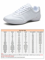 Ferndule Unisex Comfort Round Toe Cheerleading Shoe Dancing Non Slip Dance Sneakers Competition Breathable Lace Up White