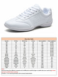 Ferndule Unisex Comfort Round Toe Cheerleading Shoe Dancing Non Slip Dance Sneakers Competition Breathable Lace Up White
