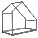 Goory Twin House Bed Frame, Wood Floor Bed with Roof Tent for Kids, Toddlers, Easy Assembly, Gray