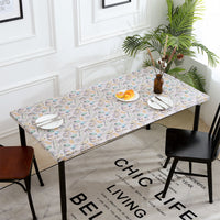 Elastic Fitted Rectangle Tablecloth Polyester Printed Table Cover Dust-Proof Washable Dining Tablecloth for Banquet, Wedding, Party