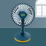 Rechargeable Desk Fan Portable Ultra-Quiet 3 Mode LED Light USB Mini Desktop Fan