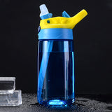 Kids Children Straw Water Bottle Plastic Drinking Cup Leak Proof Portable Sports Student School Suction Cup 16.2oz 480ml BPA Free