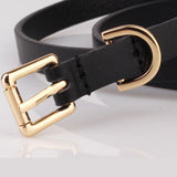 Women Ladies Skinny Pin Buckle Belt Genuine Leather Adjustable Dress Waistband
