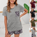 Pajamas Set for Women Short Sleeve Tops with Shorts Plus Size Loungewear Sleepwear 2 Piece Lounge Short Set