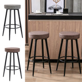 Goory Industrial Bar Stools Set of 2,Footrest Chairs Sturdy Pub Round Shape Barstool Durable Furniture Counter Bar Stools or Bar Counter Pub Kitchen, Contemporary Backless Barstools Set