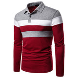 Mens Multicolor Long Sleeve Polo Shirt Casual Tops Blouse Pullover Basic T-Shirt