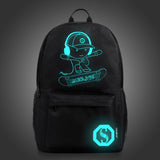 Luminous USB Charger Student Backpack Casual Laptop School Bag Anti-Theft Lock