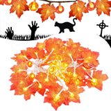 LED Maple Leaf & Pumpkin Twinkle Lights Indoor Fairy String Light Fall Garland Lights Decor for Halloween Christmas Indoor Outdoor Garden