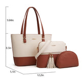 3Pcs/Set Women PU Leather Handbag Tote Crossbody Shoulder Bag Satchel Clutch Bag
