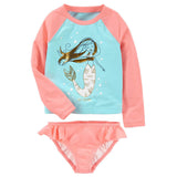 Two-Piece Baby Toddler Girls Rash Guard Swimsuit Swim Tops + Swim Briefs Swimwear Multi-style