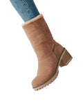 Winter Snow Boots for Women Warm Suede Chunky Block Heel Round Toe Faux Fur Outdoor Mid-Calf Ankle Bootie