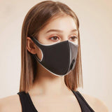 CUH Black Frabic Face Masks With Valve,Adult Woman Man Mouth Covering,Strethable Mouth-muffle,Washable Reusable Mask